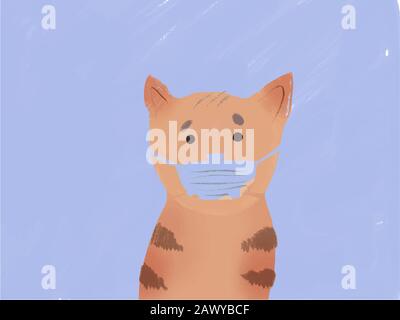 Gatti coronavirus. Focolaio di coronavirus animale e coronavirus crisi medica influenzale Illustrazione Vettoriale