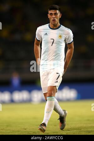 Pereira, COLOMBIA - 30 GENNAIO : Juan Francisco Brunetta di Argentina in azione, durante una partita tra Argentina U23 e Venezuela U23 come parte di CONMEBOL Preolimpico 2020 a Estadio Hernan Ramirez Villegas il 30 gennaio 2020 a Pereira, Colombia.(MB Media) Foto Stock