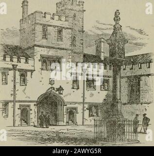 Guida Oxford di Alden : con un'appendice intitolata 'Old Oxford', e una nuova mappa . sono stati aggiunti post-waidsadded. Bps. Wilberforce e Hampden erano anche membri di questo college. Quasi di fronte Oriel è un alto arco fiancheggiato da colonne doriche scanalate, chiamato Canterbury Gate, è stato costruito da Wyatt nel 1778, 52 Aldens Oxford Guide. E forma l'ingresso a uno dei piccoli quadrangles di Christchurch, chiamato Canterbury Quad. (Vedi pagina 67) da un collega che si trovava sul suo sito, fondato nel 1363, di cui Wycliffe (vedi nn. 14, 20, 26, 60) fu primo operaio, e Sir Thomas Morea studente. Vicino al gateway è Foto Stock