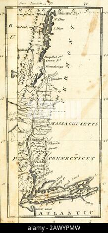 carey's American Pocket atlas ; contenente venti mappe..con una breve descrizione di ogni stato, e della Louisiana: Anche, il censimento degli abitanti degli Stati Uniti, per il 1801 e Le esportazioni dagli Stati Uniti per dieci anni . Iroquois, o San Lorenzo, e il Lago Ontario ; ovest, dal Lago Erie e Niagara fiume; sud-ovest e sud, dalla Pennsylvania e New Jersey. Divisioni Civili. Questo stato è diviso in trentadue contee, New York, Albany, Suffolk, Queens, Kings, Richmond, West Chester, Orange, Ulster, Duchess, Co-lumbia, Rensselaer, Washington, Clinton, Montgomery, Ontario, Herkem Foto Stock