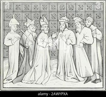 MÅurs, usanze et costumi au moyen aÌge et aÌ l'eÌpoque de la Renaissance . i-ci reprit ses juifs; puis, ayant fait convocher sei notables dans chacunede leurs communautÃ©s, il leur dÃ©clara quil avait besoin de 20.000 marcsdargent, et leur enjoignit de payer cette somme, en deux termes. Les paye-ments furent exigÃ©s avec la derniÃ¨re rigueur; ceux qui tardaient Ã sacquitterÃ©taient emprisonnÃ©s, et le dÃ©biteur qui faisait attendre le second terme de sa JUIFS. 47^ co-izzazione Ã©tait poursuivi pour la somme entiÃ¨re. Le roi mort, figlio succes-seur continua le mÃªme systÃ¨me de dÃ©prÃ©dation et de Foto Stock