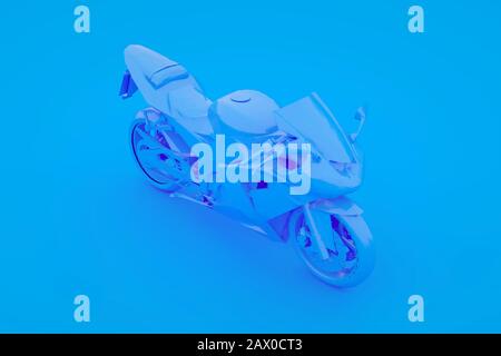 Moto isolato su sfondo blu. rendering 3d. Foto Stock