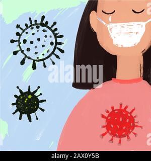 Gatti coronavirus. Focolaio di coronavirus animale e coronavirus crisi medica influenzale Illustrazione Vettoriale