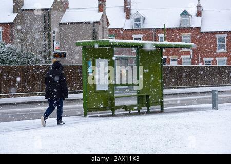 Hucknall, Nottinghamshire, Regno Unito. 10th febbraio 2020. Neve e vento forte attraversano le East Midlands. Credito: Ian Francis/Alamy Live News Foto Stock