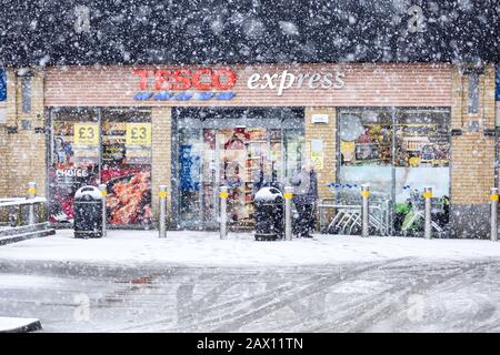 Hucknall, Nottinghamshire, Regno Unito. 10th febbraio 2020. Neve e vento forte attraversano le East Midlands. Credito: Ian Francis/Alamy Live News Foto Stock