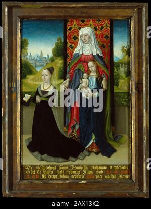 Vergine e Bambino con Sant'Anna Che Presenta Anna van Nieuwenhove, 1479-82. Foto Stock