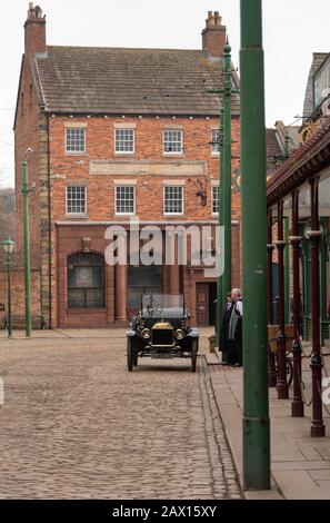 Museo Beamish 1900 's città con strade acciottolate Foto Stock