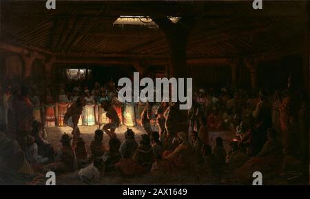 Danza in una Roundhouse Sotterranea a Clear Lake, California, 1878. Foto Stock