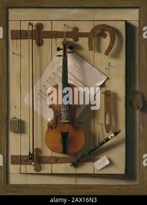 Still Life& x2014;violino e musica, 1888. Foto Stock