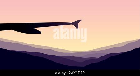 Alba in montagna vista dal vettore aereo illustrazione EPS10 Illustrazione Vettoriale