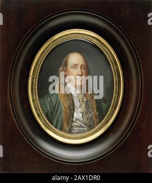 Benjamin Franklin (1706-1790), dopo un dipinto di Greuze del 1777, 1777. Foto Stock