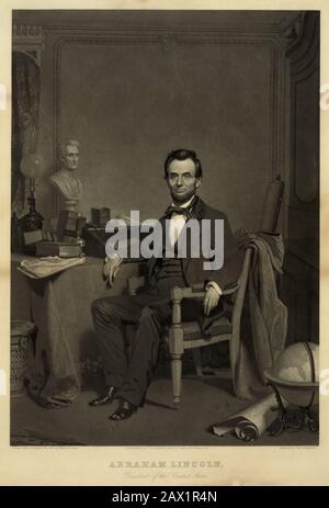 1864 ca , USA : il presidente degli Stati Uniti ABRAHAM LINCOLN ( 1809 - 1865 ). - Presidente della Repubblica - Stati Uniti - ritratto - cravatta - cravatta - papillon - Colletto - colletto - Abramo --- Archivio GBB Foto Stock