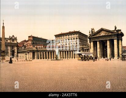 1895 ca. , ROMA, ITALIA : Piazza SAN PIETRO , Colonnato del BERNINI e OBELISCO . Photocrom stampa colori a cura di Detroit Publishing Co. - Piazza San Pietro - Città DEL VATICANO - VATICANO CITTÀ   CHIESA - ROMA - LAZIO - ITALIA - FOTO STORICHE - STORIA - GEOGRAFIA - GEOGRAFIA - ARCHITETTURA - ARCHITETTURA - - ---- Archivio GBB Foto Stock