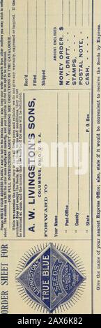 I Figli di AWLivingston seminare annualmente. Livingstons Nuovo Tipt0p Nutmeg-. OS &gt;&gt; ccoo.Eoo XLU o (73 Q.O cden g co i tr rt Ul C£ o - °= o e i ea x &gt;&gt; ea m milieu Ml WVoderx. 5PA-ire CO93 •5 n 5 f 51 a a. « 3 g e&gt;ar (B . 3•S 5 Semi Blu Veri Liivingstons. SV nreDarrne questa edizione colombiana Del Nostro Seme annuale il è stato il nostro obiettivo di renderlo UNA GUIDA AFFIDABILE a coloro che desiderano una fornitura OlVccbible fiore e Altre sementi, Bulbi, Piante, attrezzi, ecc. abbiamo cercato di evitare desenizioni fuorvianti e esagerazioni sulle varie varietà a cui si è fatto carico, E per mostrare quanto sia facile fornire TRU Foto Stock