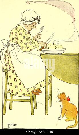 Il libro di Peter Patter; rime per i bambini . Vecchi MISSUS SKINNER Old Missus Skinner Aveva gnocchi per la cena E si sedette su uno sgabello molto alto; Quando ha tagliato attraverso il nascondiglio non c'era nulla all'interno, Che io m sicuro non era spesso la regola Foto Stock