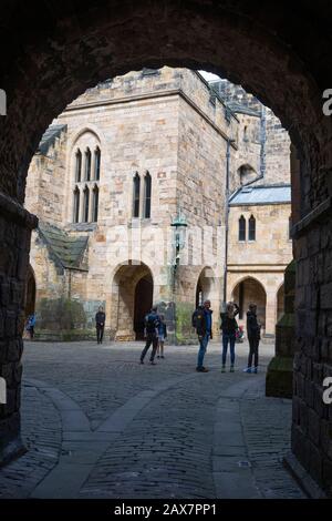 Castello Di Alnwick, Northumberland, Inghilterra. In primo piano in film di Harry Potter. Foto Stock