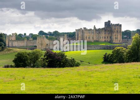 Castello Di Alnwick, Northumberland, Inghilterra. In primo piano in film di Harry Potter. Foto Stock