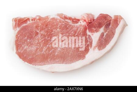 Carne di maiale cruda isolato su sfondo bianco con tracciato di ritaglio Foto Stock
