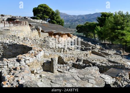 Grecia, Isola di Creta, Phaistos aka Festos, rovine di un sito archeologico di età del bronzo Foto Stock