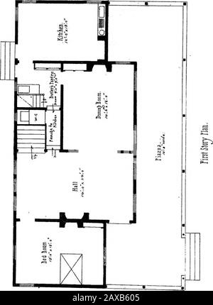 American cottages; consiste di fouty-quattro grandi lastre di quarto, contenenti disegni originali di cottage di medio e basso costo, mare e case di campagna Also, una casa di club, padiglione .. . AMERICAN COTTAGES. Piastra XXV. Foto Stock