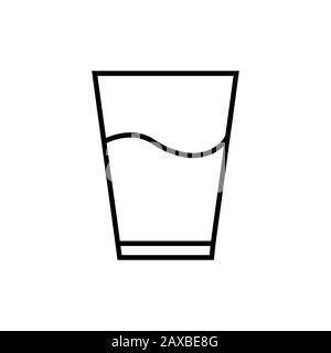 Icona di vetro con acqua isolata su sfondo bianco. Simbolo della bevanda. Vetro con acqua ghiacciata liquida. EPS 10 Foto Stock