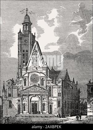 Chiesa di St Etienne du Mont, Parigi, antichi di acciaio inciso stampa, 1831 Foto Stock