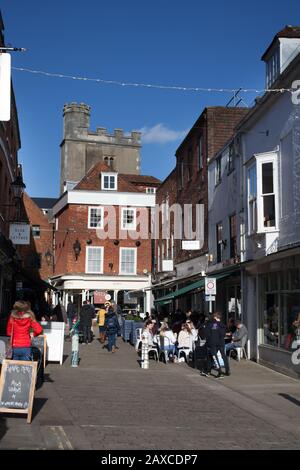 Il centro della città di Winchester, Regno Unito Foto Stock