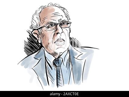 Illustrazione della caricatura di Bernie Sanders Foto Stock