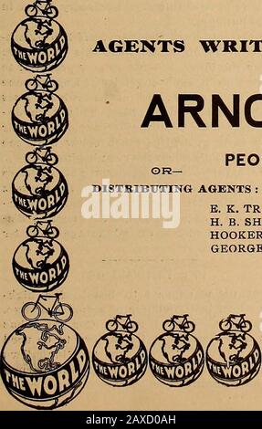 La revisione del commercio delle ruote e del ciclismo . Il sig. J. W. PARSONS, campione australiano, su un corridore del mondo, abbassa il record dei mondi che volano a 2.01 e a % - Miglia a 1.29, all'interno. GLI AGENTI SCRIVONO NOI.. ARNOLD, SCHWINN & CO., PEORIA AND LAKE STREETS, CHICAGO, ILL., U.S.A. E. K. TRYON, JR., & CO., PHILADELPHIA, PENNSYLVANIA, SO. New Jersey, Maryland E Delaware. H. B. SHATTUCK & SON, Boston, Stati del New England. Hooker & CO., San Francisco, Costa del Pacifico. George L. SEAGER, Des Moines, la., Iowa. Si Prega Di Menzionare La Ruota. Foto Stock