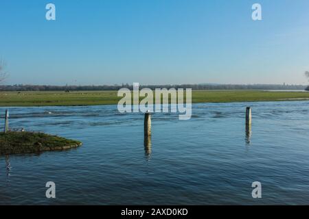 Il Fiume Tamigi Inondando Su Port Meadow, Oxford Foto Stock