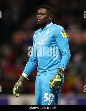 Brice Samba della Nottingham Forest durante la partita Sky Bet Championship al City Ground, Nottingham. Foto Stock