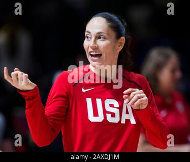 Belgrado, Serbia. 6th Feb, 2020. Sue Bird of USA Gestures. Credito: Nikola Krstic/Alamy Live News Foto Stock