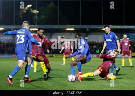 Kingston, Regno Unito. 11th Feb, 2020. Paul Osew di AFC Wimbledon nel fitto di esso durante la partita EFL Sky Bet League 1 tra AFC Wimbledon e Ipswich Town al Cherry Red Records Stadium, Kingston, Inghilterra l'11 febbraio 2020. Foto Di Carlton Myrie. Solo uso editoriale, licenza richiesta per uso commerciale. Nessun utilizzo nelle scommesse, nei giochi o nelle singole pubblicazioni di club/campionato/giocatore. Credit: Uk Sports Pics Ltd/Alamy Live News Foto Stock