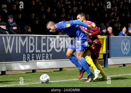 Kingston, Regno Unito. 11th Feb, 2020. Durante la partita EFL Sky Bet League 1 tra AFC Wimbledon e Ipswich Town al Cherry Red Records Stadium, Kingston, Inghilterra, l'11 febbraio 2020. Foto Di Carlton Myrie. Solo uso editoriale, licenza richiesta per uso commerciale. Nessun utilizzo nelle scommesse, nei giochi o nelle singole pubblicazioni di club/campionato/giocatore. Credit: Uk Sports Pics Ltd/Alamy Live News Foto Stock