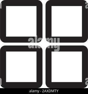 Design con logo a quattro piazze. Grid, Vector può essere utilizzato per i pannelli di amministrazione, il sito Web, le interfacce, le app mobili. Illustrazione del vettore stock isolata Illustrazione Vettoriale