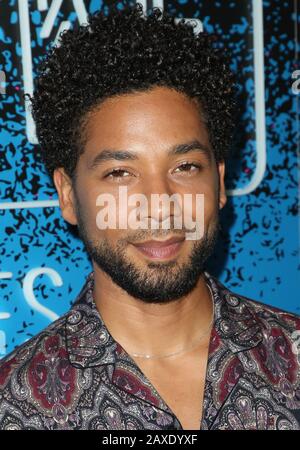 FOTO ***FILE*** Jussie Smollett incriminata da un procuratore speciale a Chicago che indaga sulle accuse che ha falsamente riferito di essere vittima di un crimine di odio del gennaio 2019. West HOLLYWOOD, California - 7 AGOSTO: Jussie Smollett, al Carpool Karaoke: The Series on Apple Music Launch Party a Chateau Marmont a West Hollywood, California, il 7 agosto 2017. Credito: Faye Sadou/Mediapunch Foto Stock