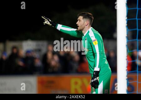 Kingston, Regno Unito. 11th Feb, 2020. Joe Day of AFC Wimbledon emette indicazioni durante la partita EFL Sky Bet League 1 tra AFC Wimbledon e Ipswich Town al Cherry Red Records Stadium, Kingston, Inghilterra, l'11 febbraio 2020. Foto Di Carlton Myrie. Solo uso editoriale, licenza richiesta per uso commerciale. Nessun utilizzo nelle scommesse, nei giochi o nelle singole pubblicazioni di club/campionato/giocatore. Credit: Uk Sports Pics Ltd/Alamy Live News Foto Stock