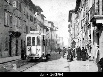 Italiano: San Giovanni Valdarno - Il tram; 1 gennaio 1930; Foto d'epoca; Unkno n;