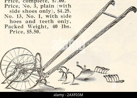 La catalgoue descrittiva di Mann : 1914 guida per l'azienda agricola e il giardino . 1 FERRO ETÀ Doppia e Singola ruota HoePrice, completo, € 7,00, Prezzo, No. 3, pianura (solo con scarpe laterali), € 4,25.No. 13, N. 1, con zoccoli laterali e denti onlyimballato Peso, 40 lb Prezzo, S5.50.. Prezzo, 3,50 Dollari Di Peso Al Sacco, 22 Libbre Foto Stock