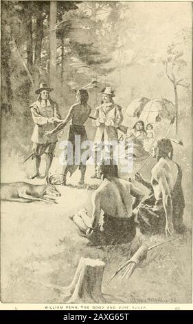 Una nuova storia degli Stati Uniti la Grande repubblica, abbracciando la crescita e i risultati del nostro paese dai primi giorni di scoperta e di insediamento al presente anno ricco di eventi .. . GLI AMICI DI ILKST MEETIJMG-HOUSB,BURLINGTON, NEW JERSEY. WILLIAM PENN. IL BUON E SAGGIO RIGHELLO Foto Stock