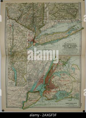 Il dizionario del secolo e cyclopedia, opera di riferimento universale in tutti i dipartimenti della conoscenza con un nuovo atlante del mondo . No. J^o^CONNECTICUT E RHODH ISLAND. 11 NEW YORK.Southern Part.. No. i]  NEW YORK, i^art.. No.12 NEW YORK, parte settentrionale e orientale. - L'Atlante Del Secolo. ^ NEW YORK, NORT^Fern E, PARTE ORIENTALE, r.ijijTlKliI, l*^T, l,y TN.Oriliirj Co.. Nov Vu(Tsue of i^-pe Indica Importaoce Df relegation.fCupltuI llioe:^ CUOly SealBtJnis:* Foto Stock