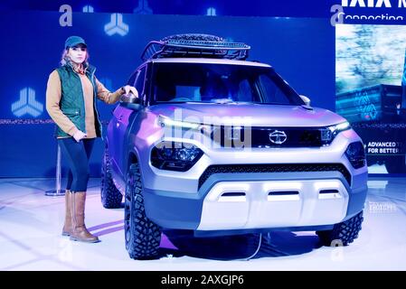 Greater NOIDA, INDIA – 7 FEBBRAIO 2020: Tata Motors HBX Concept car è in mostra a Auto Expo 2020 a Greater Noida in India. Foto Stock