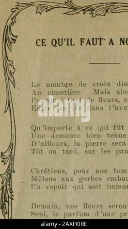 L'Echo du purgatoire : souvenez-vous et priez pour vos morts . ©e.. S: Le matin de cette mÃ©morable journÃ©e, lapompe des CÃ©rÃ©monies de lEglise, lallÃ©gresse deses hymnes, offrent lExpression dune joie sansmÃ©lange, dit labbÃ© Gaume, le soir Ã ses CAN-tiques viennent se mÃªler de longs soupirs : il ya des larmes dans sa voix. BientÃ´t la scÃ¨ne dÃ©JÃ modifiÃ©e cambiare tout Ã fait. Aux chants de joie,aux soupirs de lexil succÃ¨dent des sons lugubres ;des ornements de deuil remplacent les chapes auxramages dor, et voilÃ que nous NaF&gt;ercevons plusdans le Temple saint quun Monument funÃ¨bre,cou Foto Stock