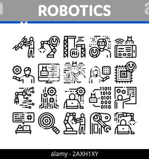 Robotics Master Collection Icons Set Vector Illustrazione Vettoriale