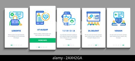 Online Doctor Advice Onboarding Elements Icons Imposta vettore Illustrazione Vettoriale
