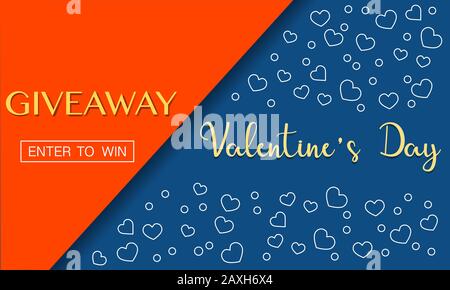 Vector Illustration Valentine's Day sale Giveaway template Enter to win Shopping background Offerta di vendita Grande riduzione del prezzo Annuncio di acquisto Sconto Illustrazione Vettoriale