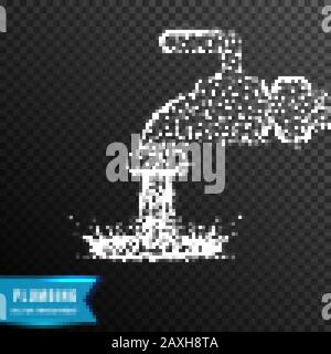 concetto di idraulica di acqua fauchet. dal punto di collegamento e linea. effetto luce. illustrazione vettoriale, isolato su sfondo trasparente Illustrazione Vettoriale