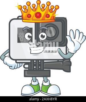 Una splendida fotocamera d'azione stilizzata di King su cartoon mascotte design Illustrazione Vettoriale