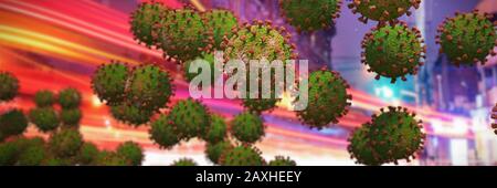 coronavirus contagioso, virus che minacciano la salute nell'ambiente urbano Foto Stock