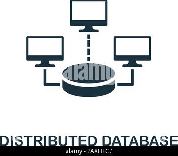 Icona Database distribuito. Elemento semplice dalla raccolta dell'organizzazione dei dati. Icona del database Distribuito compilato per modelli, infografiche e altro ancora. Illustrazione Vettoriale